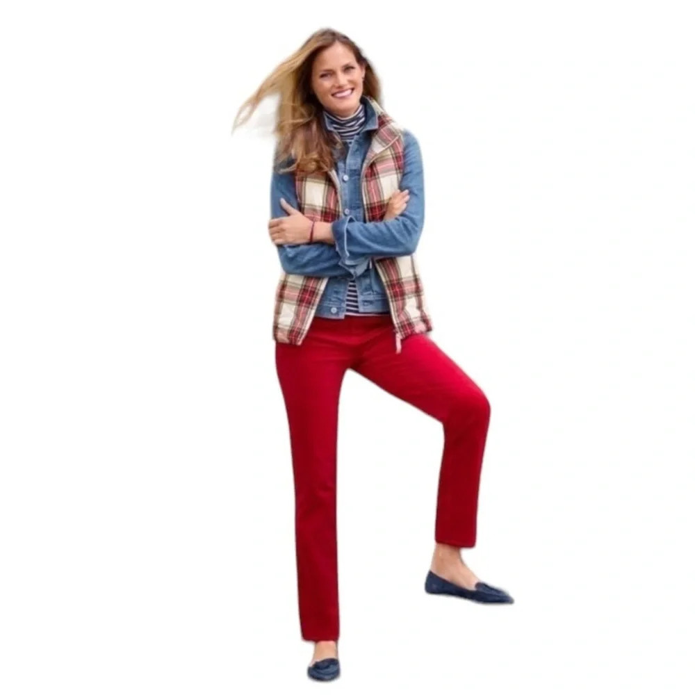 Talbots "NEW" Red High Waist Straight Leg Pocket Corduroy Pants Size 10 Long